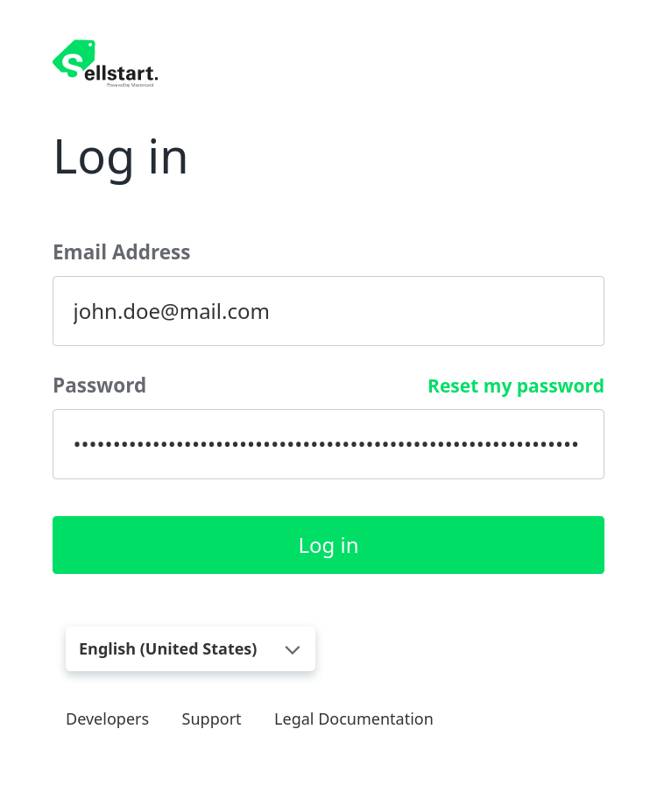 Platform&rsquo;s &ldquo;login page&rdquo; with the filled form