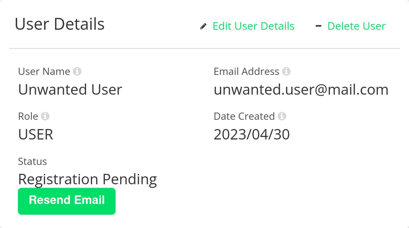 The &ldquo;User Details&rdquo; section