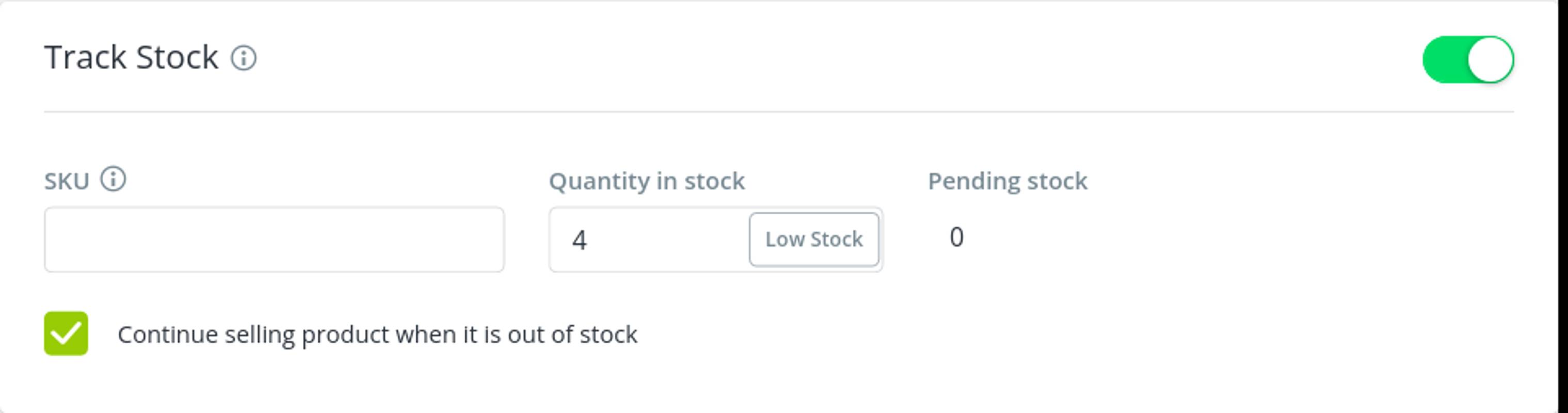 The &ldquo;Track Stock&rdquo; must be filled, in to know how many of products the Shop have