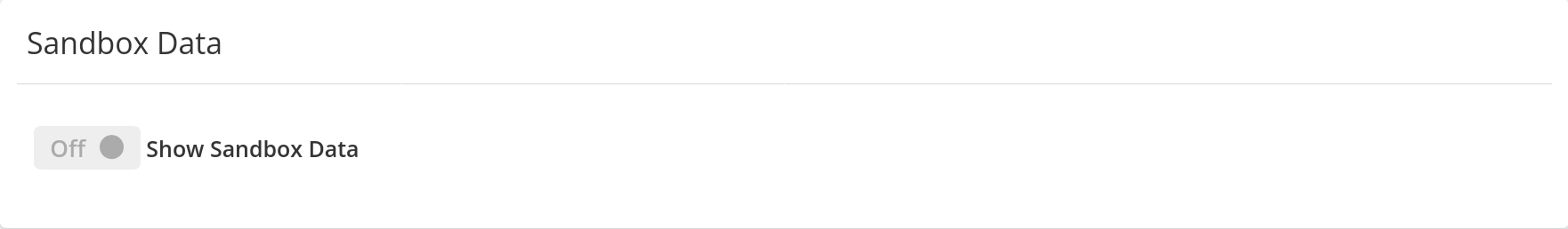 The &ldquo;Sandbox Data&rdquo; section