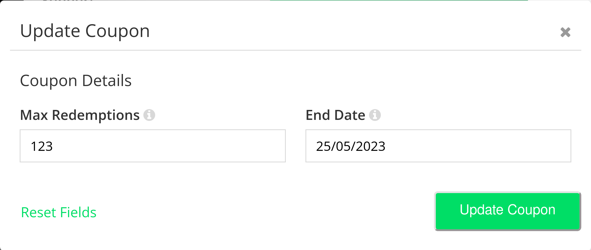 Modifying Existing Coupons
